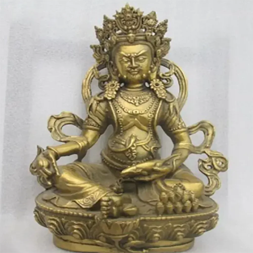 Elaborate Chinese Old brass Tibetan Buddhism auspicious statue / 10.23inch