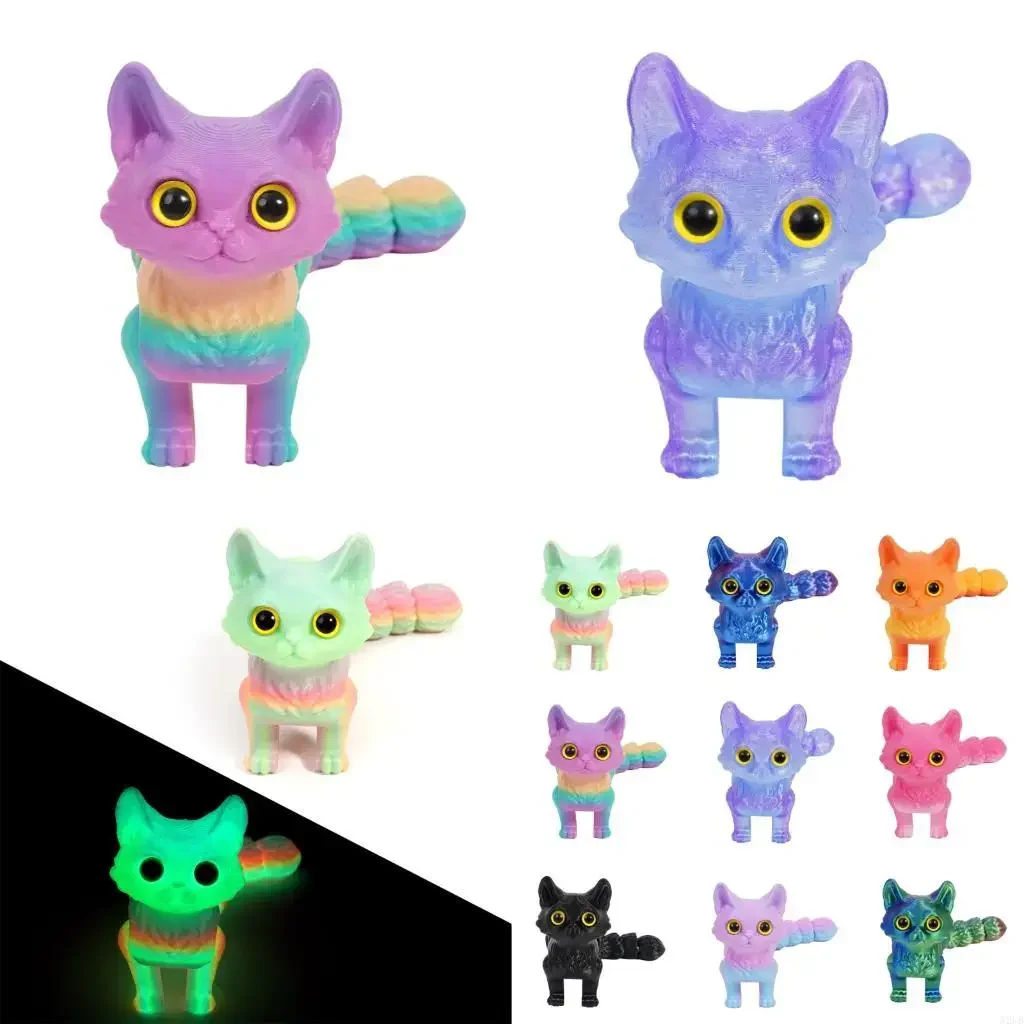 Figurina portatile del gattino del fumetto coda articolata stampato modello del gattino giocattolo per l'esposizione