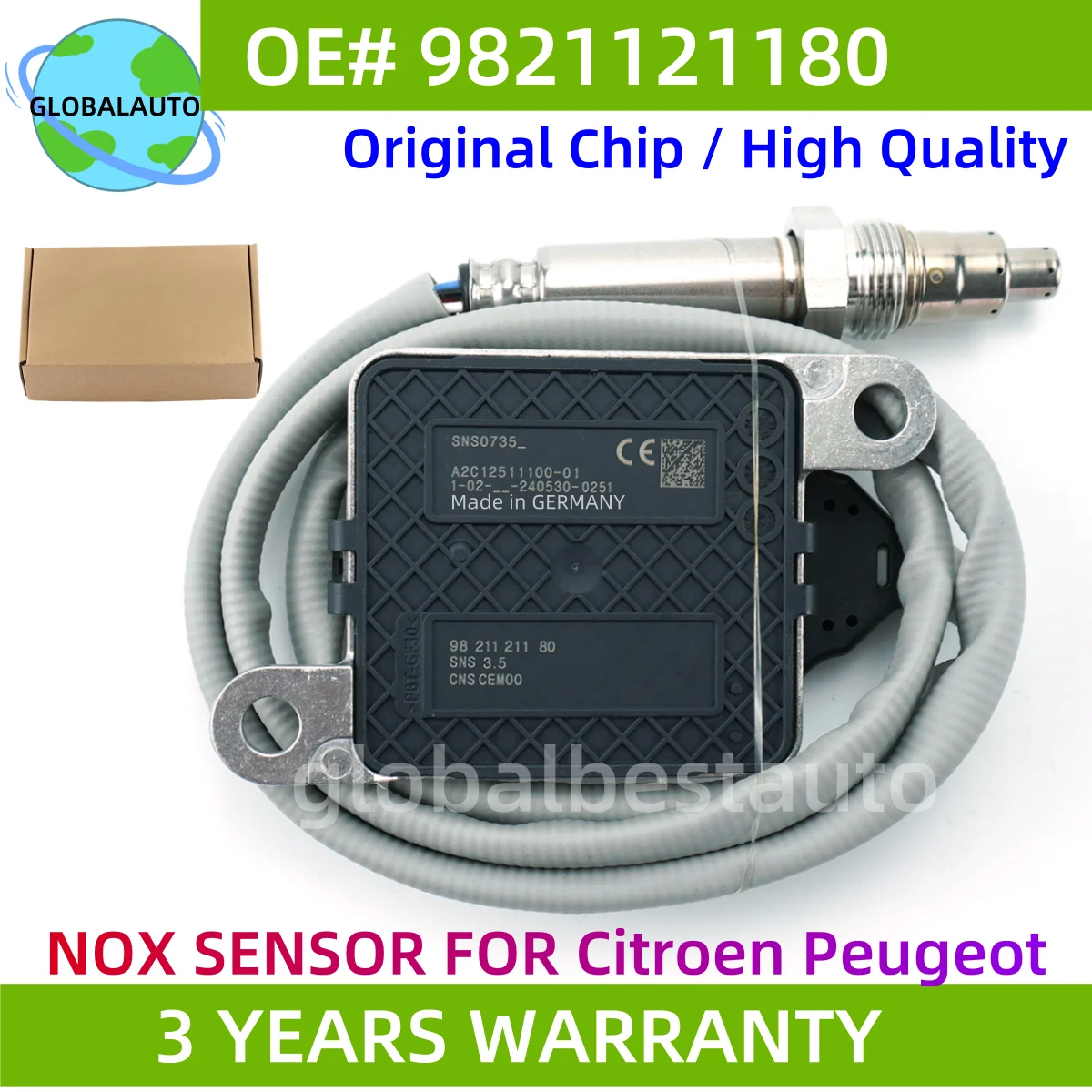 Nox Sensor 9821121180 Nitrogen Oxide Sensor for Citroen C3 C4 C5 DS3 DS4 DS5 Berlingo Peugeot Expert HDI A2C12511100 SNS0735