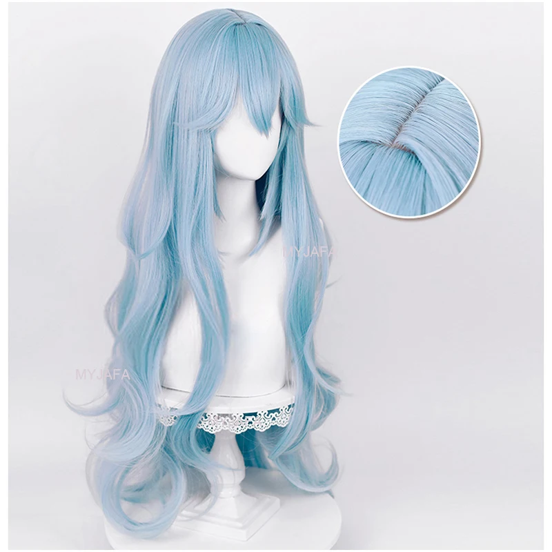 

Высокое качество Ayanami Rei косплей парик аниме EVA 100 см длинный голубой синий волнистый вьющийся термостойкий парик из синтетических волос + шапочка для парика