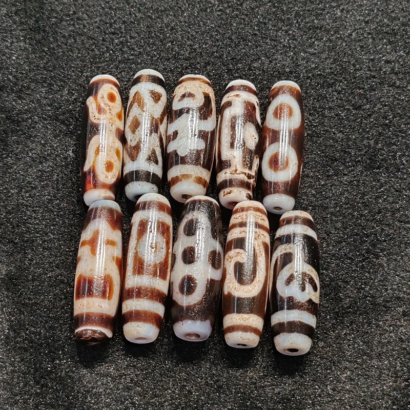 Tibetan Totem Agate Dzi Taiwan Penetrating Horseshoe Weathered Celestial Bead Necklace Pendant DIY Accessories