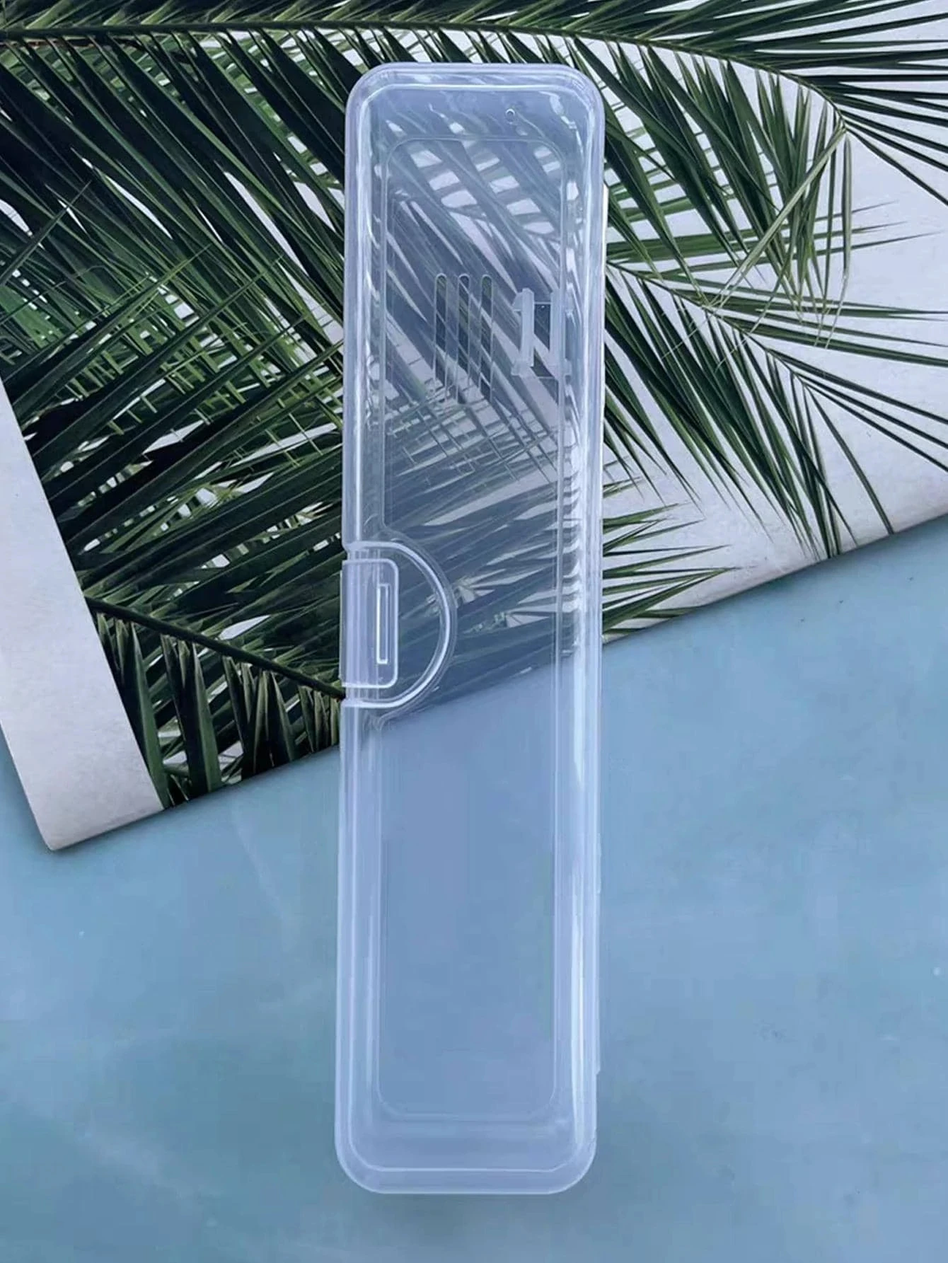 1pc Clear Portable Toothbrush Storage Box, Modern Plastic Travel Toothbrush Storage Box For Outdoor