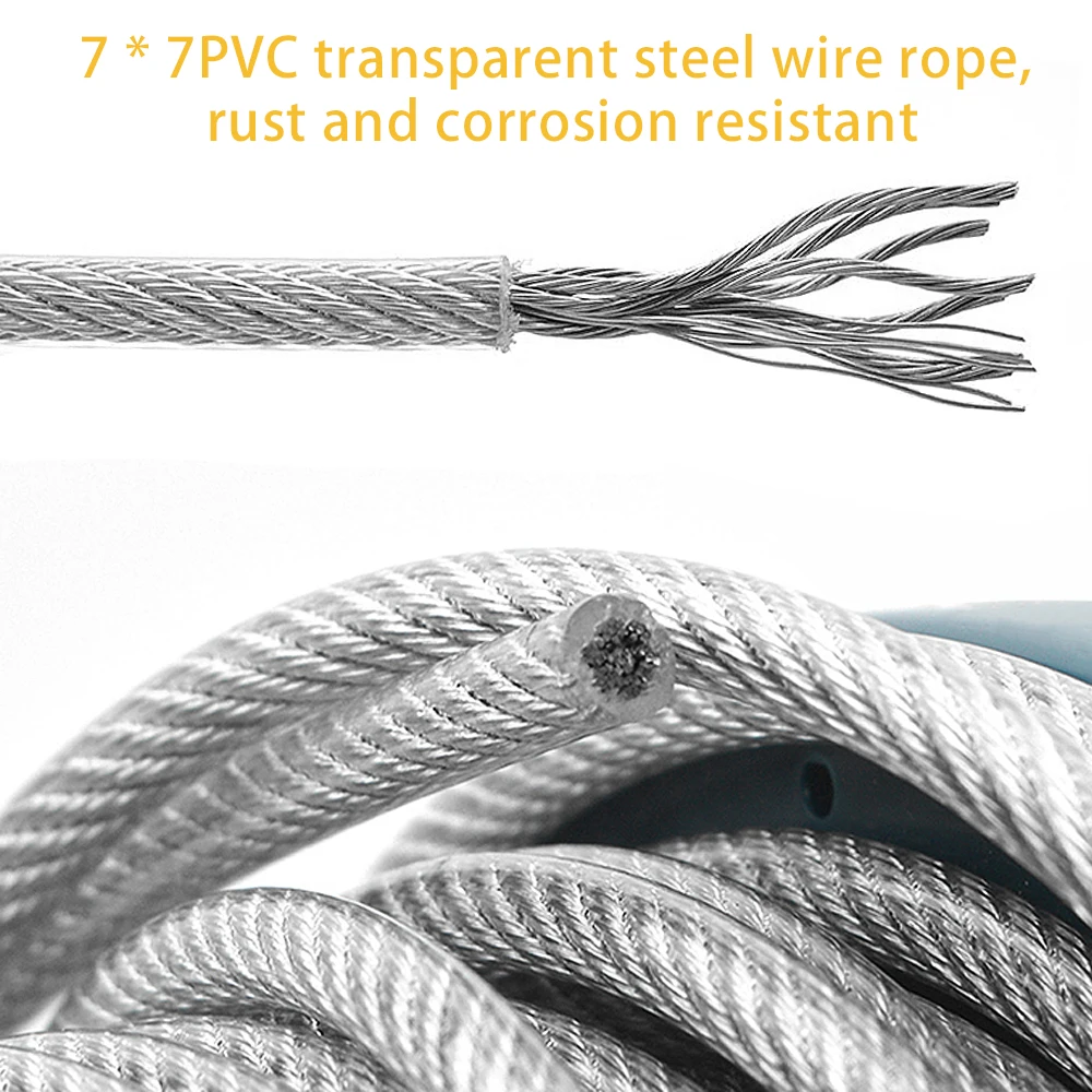 56 Pieces/Set Stainless Steel PVC Coated Flexible Steel Wire Rope Transparent Stainless steel Clothesline Guardrail Safety Rope