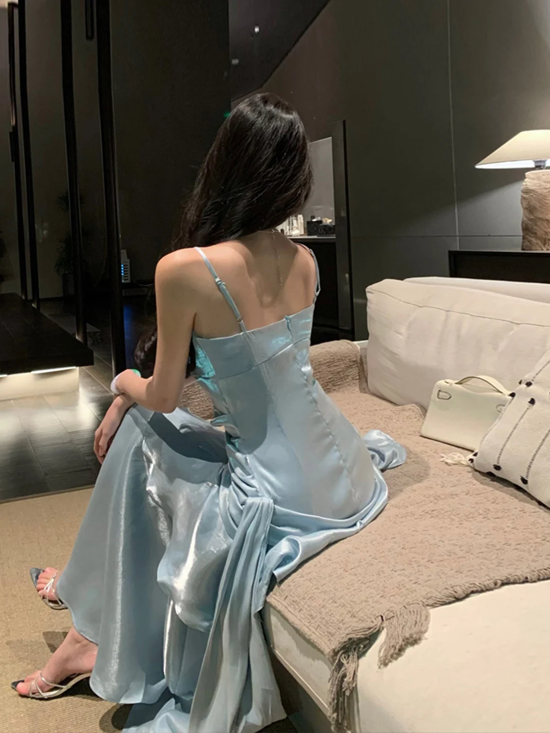 Robe de sirène Ele avec garniture en dentelle, robe de bal à bretelles pour femmes, taille haute amincissante, longue, parfaite pour les mariages et les soirées