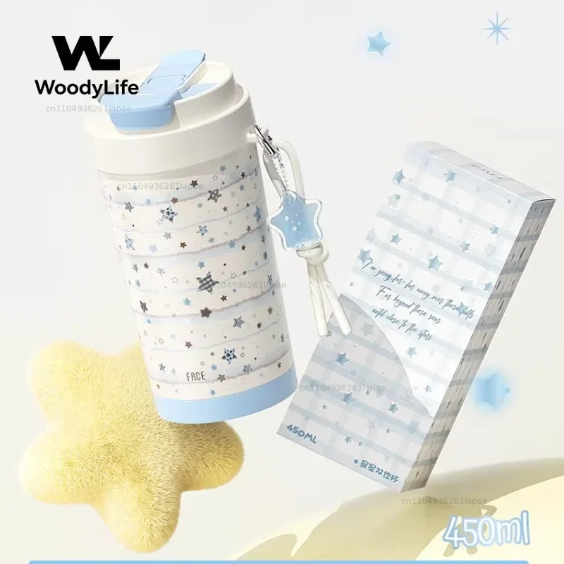 Coffee Cup Ceramic Coating Inner Tank Straw Thermos Cup Cold Water Hot Water Suitable for Girls Birthday Gifts