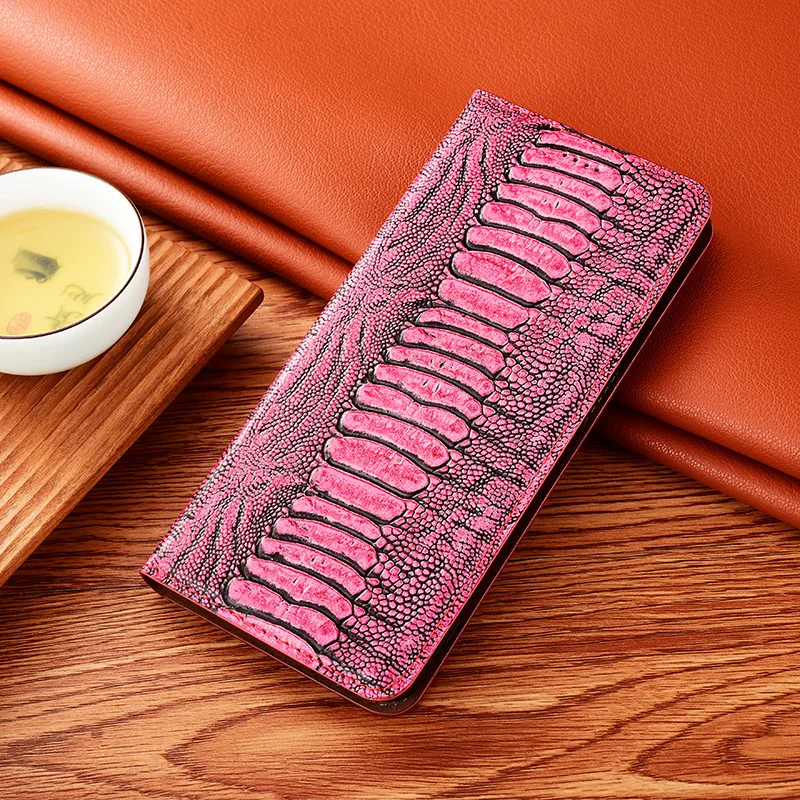 Cowhide Magnetic Flip Phone Case For Infinix Note 7 8 8i 10 11 11i 11s 12 12i Pro NFC G96 Ostrich Veins Genuine Leather Cover