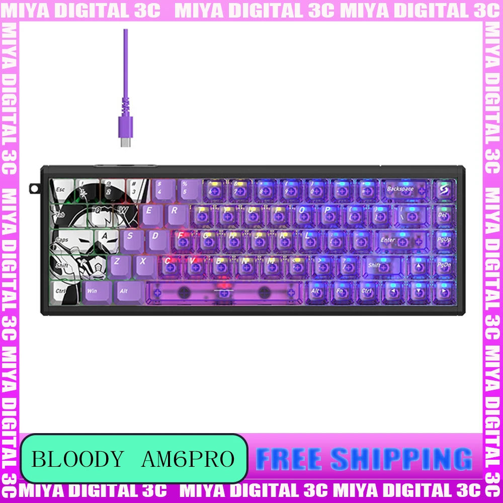 

Проводная магнитная клавиатура Bloody Savage Impact AM6 Pro, алюминиевая игровая клавиатура с ЧПУ для киберспорта, 8K, механическая клавиатура Delta Fearless RT