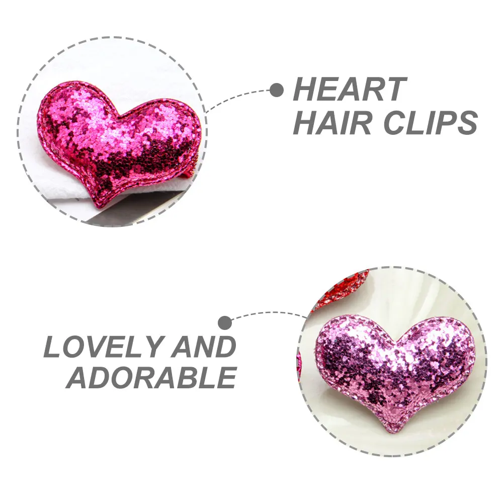 

12 Pcs Hair Clips Glitter Heart Shaped Duckbilled Cute Little Girl Birthday Christmas Party Daily Use Bright Colors