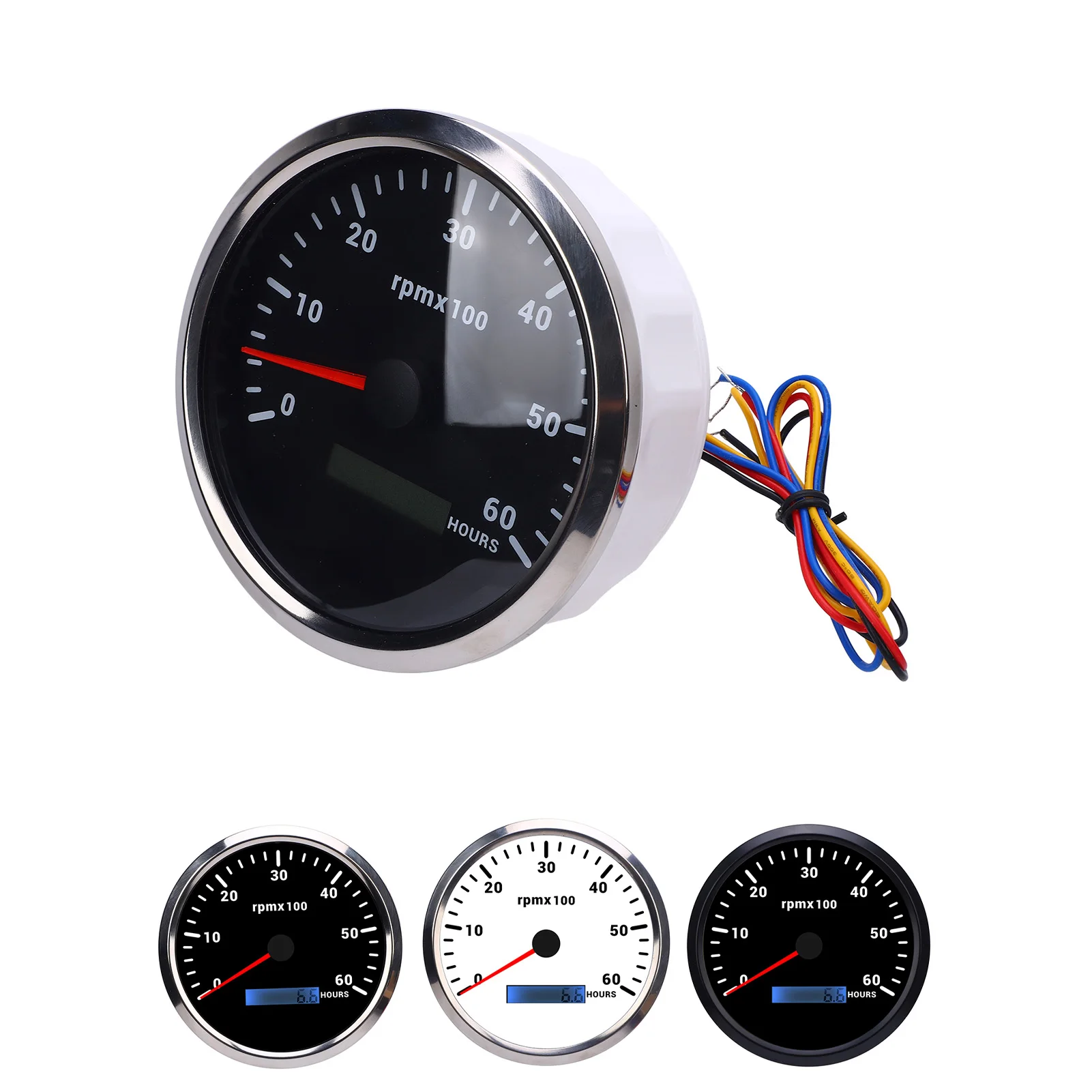 

Тахометр 110 мм (4 3/8 дюйма) с 7-цветной подсветкой, 6000 об/мин, с счетчиком моточасов для грузовиков, тракторов, прицепов, автомобилей, фургонов, лодок, 9-32 В постоянного тока