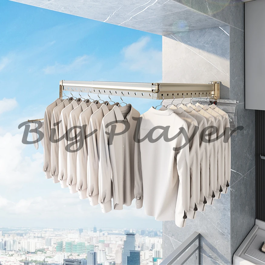 High Level Quality Aluminum Alloy Foldable Windproof Multi Function Wall Mounted Clothes Drying Rack