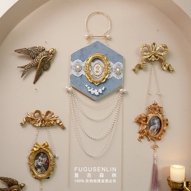 Retro Forest European Elegant Blue Velvet Embossed Photo Frame Home Decoration Photo Frames and Ornaments for Homestays