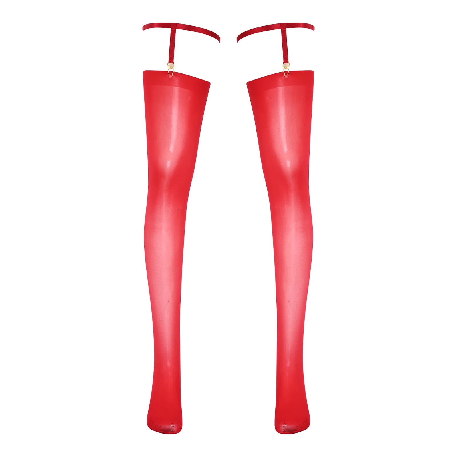 Sissy – bas transparents pour hommes, avec bande serrée réglable, ultra-fin, extensible, cuissardes hautes, longues, Lingerie Cosplay Drag Queen