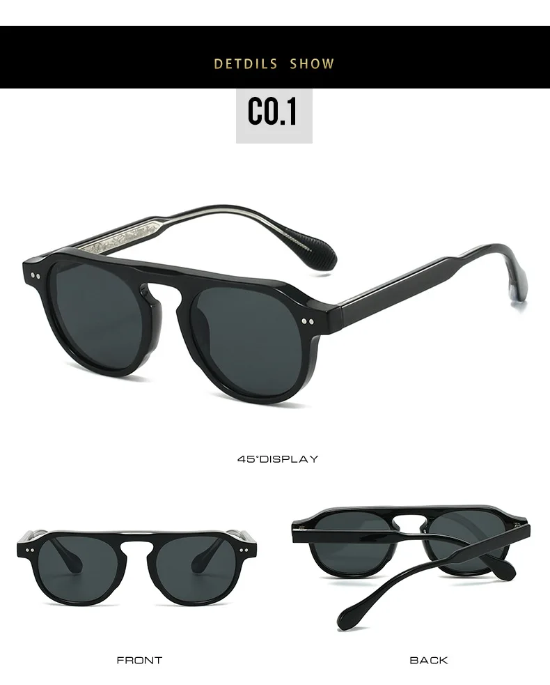 2026 Neue Runde Sonnenbrille mit Nieten-Detail – Acetatrahmen mit Nieten, Coole Streetstyle Ins Trendige Sonnenbrillen für Herren & Damen – Detail 7