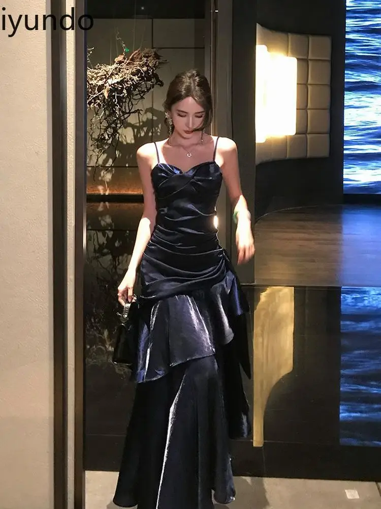 2025 ฤดูร้อนผู้ใหญ่พิธี A-Line ฤดูร้อนเสื้อผ้าผู้หญิงสไตล์ใหม่ High-end หรูหราสีทึบ Ruffled SLIM FIT ชุด