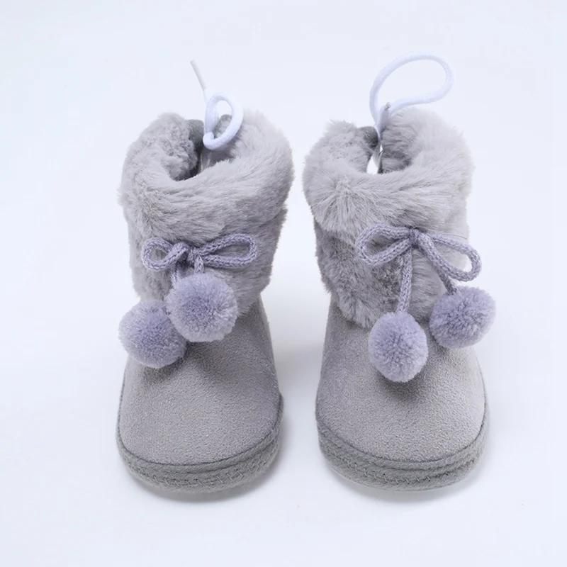 Baywell Winter Autumn Baby Girls Fur Snow Boots Toddler Boys Warm Shoes Cozy Infant Soft Sole First Boots 0-15 months