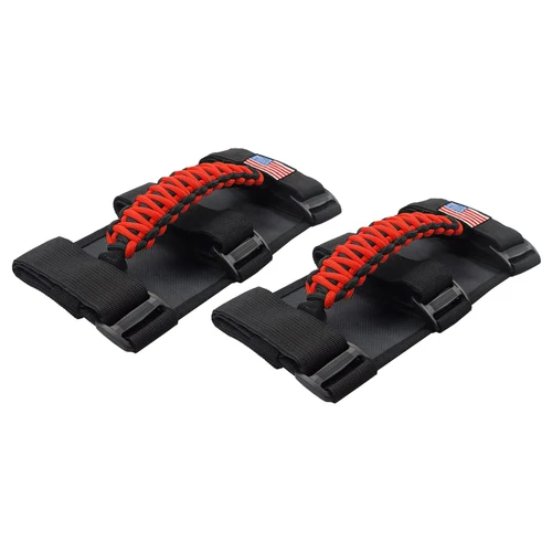 Asas de agarre de Paracord de alta resistencia para Jeep Wrangler Gladiator UTV/ATV, barras antideslizantes con bandera de EE. UU., fácil instalación, paquete de 2