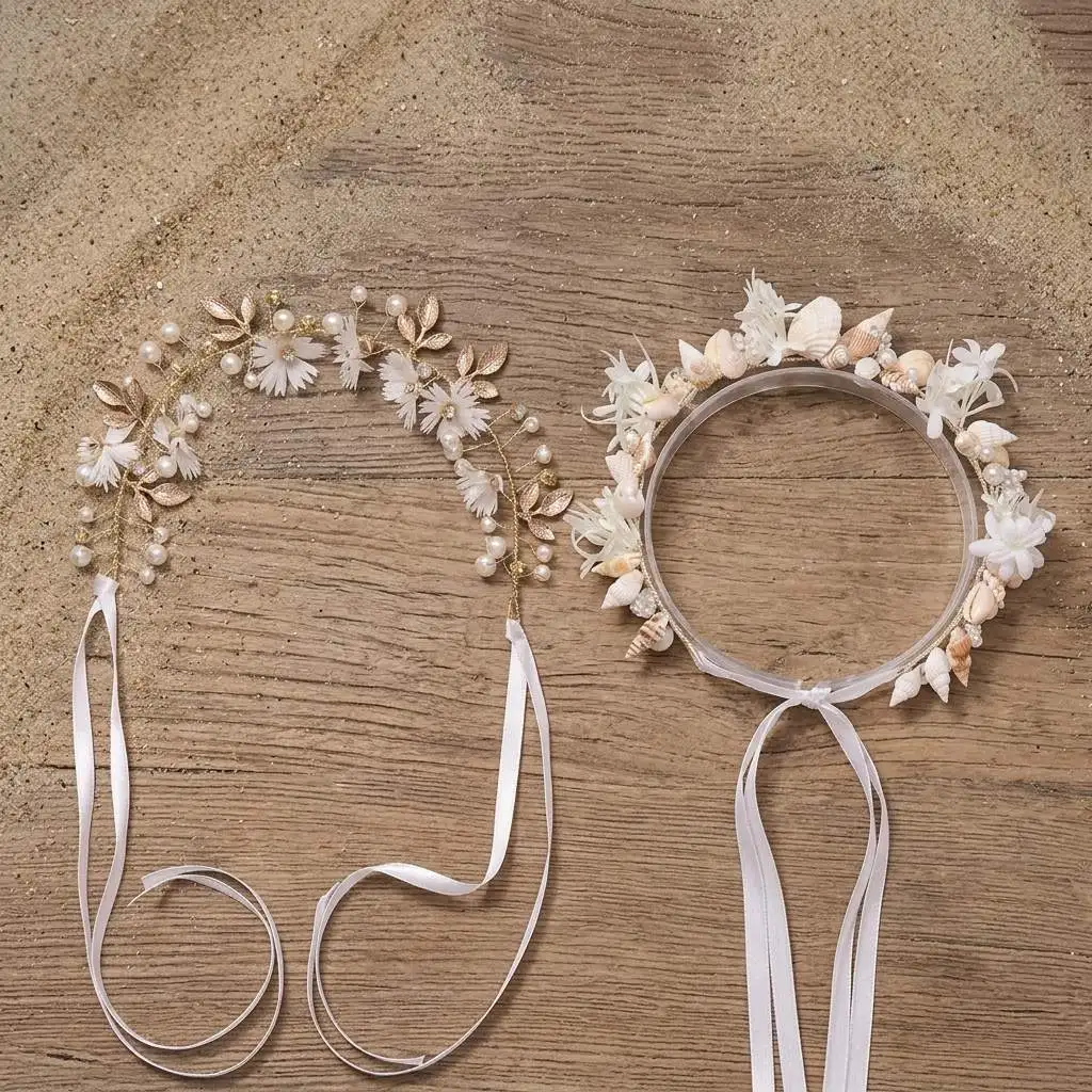 Elegant Headband Set Daisy Shell Floral Hair Accessories for Beach Vacation Spring Picnic Mori Style Women's Hairbands view 3
