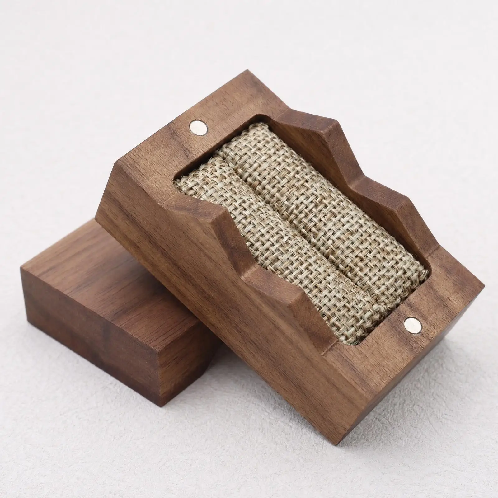 Natural Walnut Wood Jewelry Box Compact Ring Holder with Soft Interior Lining for Earrings and Keepsakes view 6