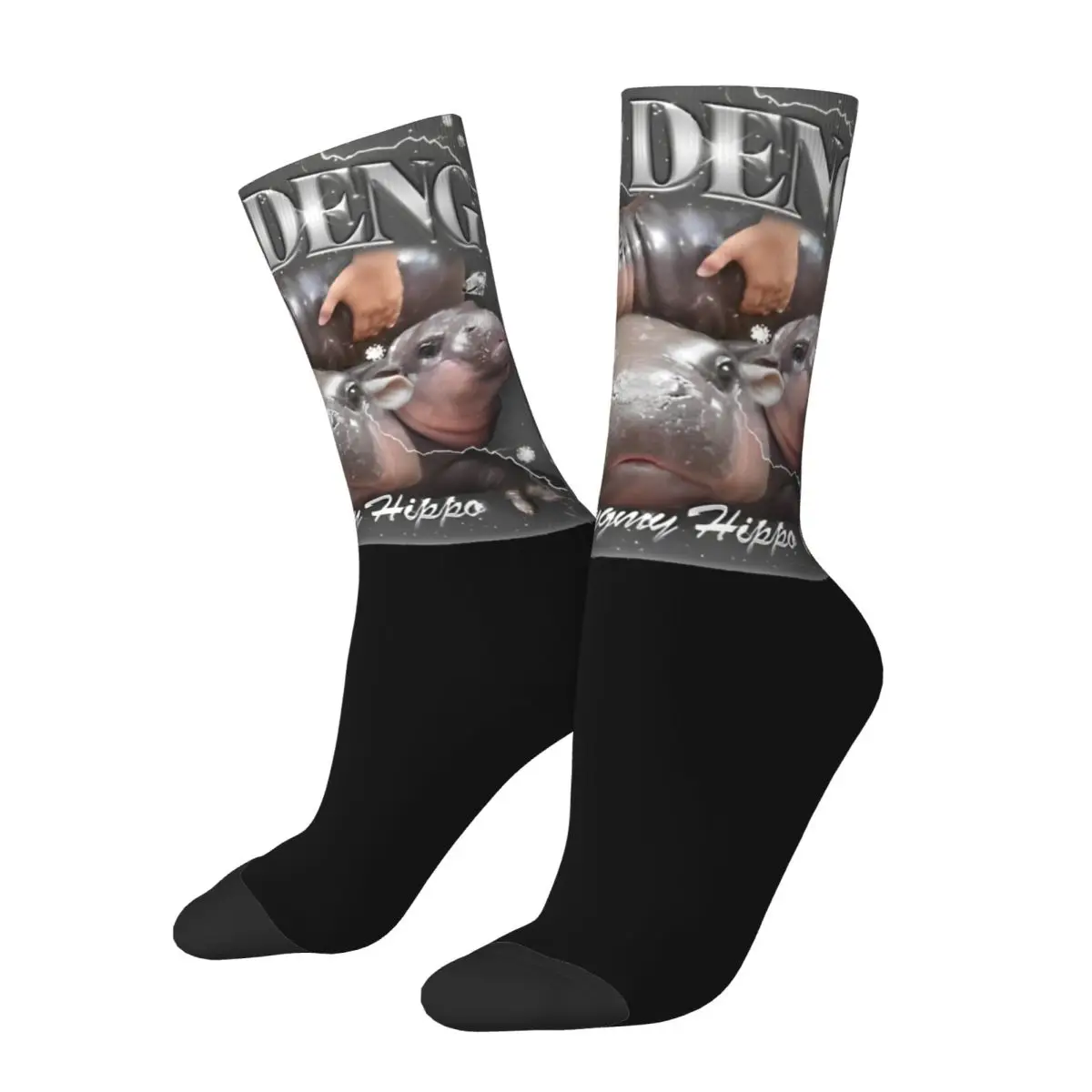 Fashion Men's Socks Casual Cute Moo Deng Famous Baby Hippo Sock Polyester Skateboard Women's Socks Spring Summer Autumn Winter