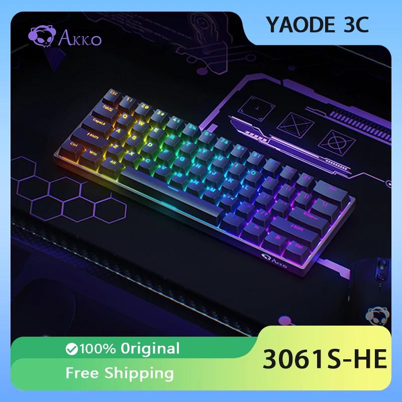 

Механическая Проводная клавиатура Akko 3061S-HE с магнитной осью, RGB прокладка, розовая Сакура, оригинальные 61 клавиши