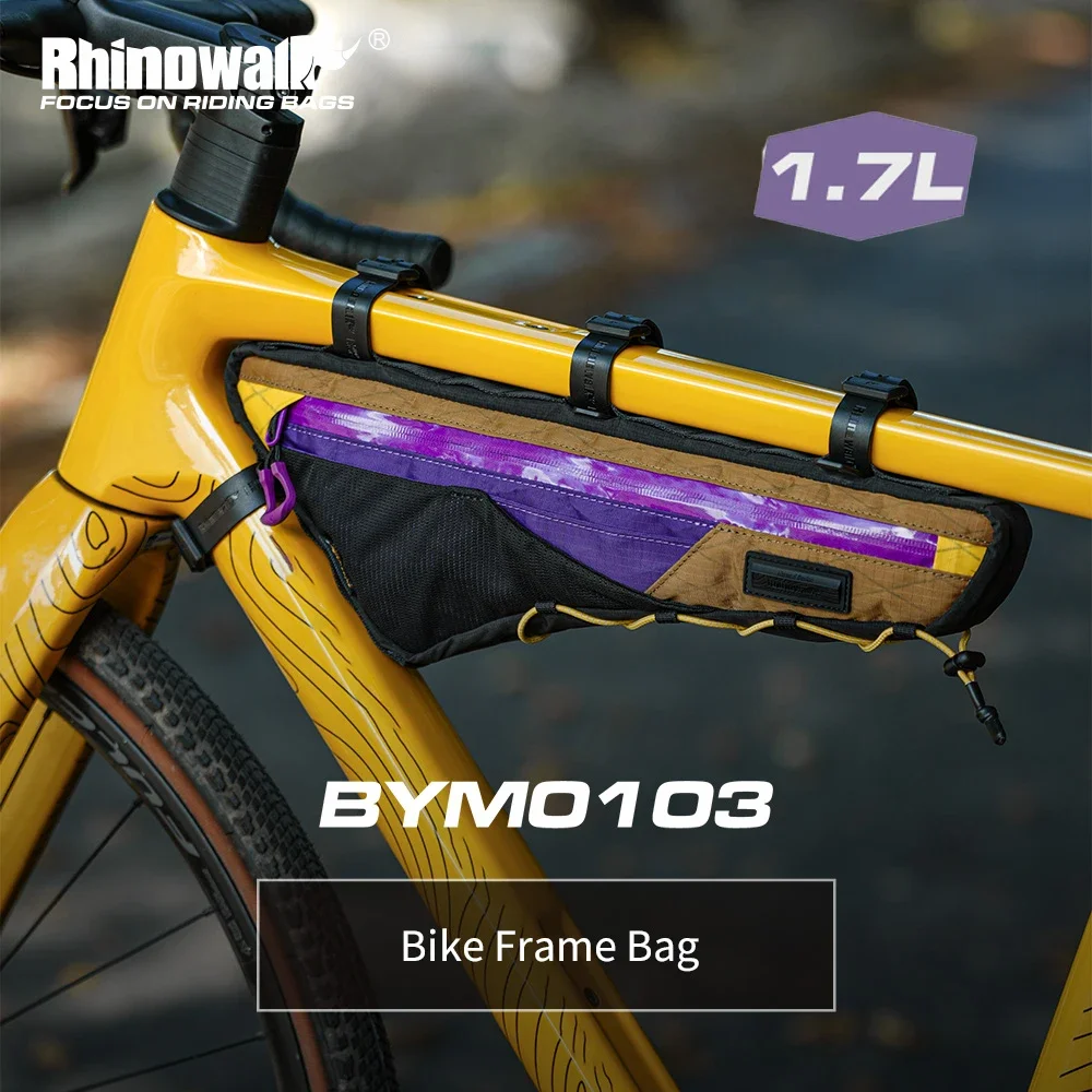 Rhinowalk Bike Frame Bag 1.7L Triangle Bicycle Storage Pack With Cable Port Elastic Cord Shoulder Bag For MTB Road Cycling
