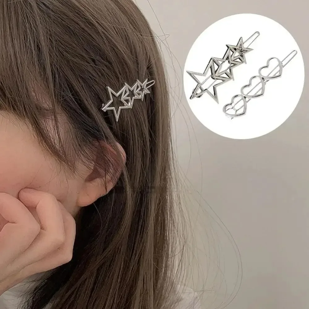 Love Heart Metal Hair Clip Hairpin Hollow Star Geometric Hair Clip For Women Hairpin Sweet Girl Headwear Hair Accessories