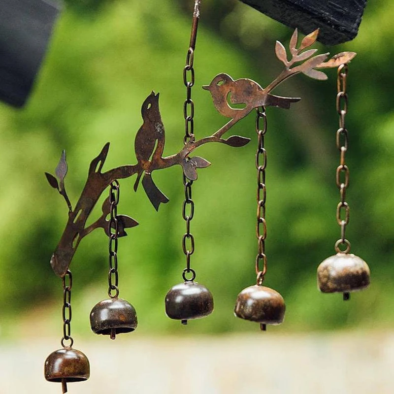 Campane per uccelli Campanelli eolici Campana a vento in metallo da giardino Decorazione per la casa Decorazione della stanza Campanelli eolici Ornamenti da giardino all'aperto