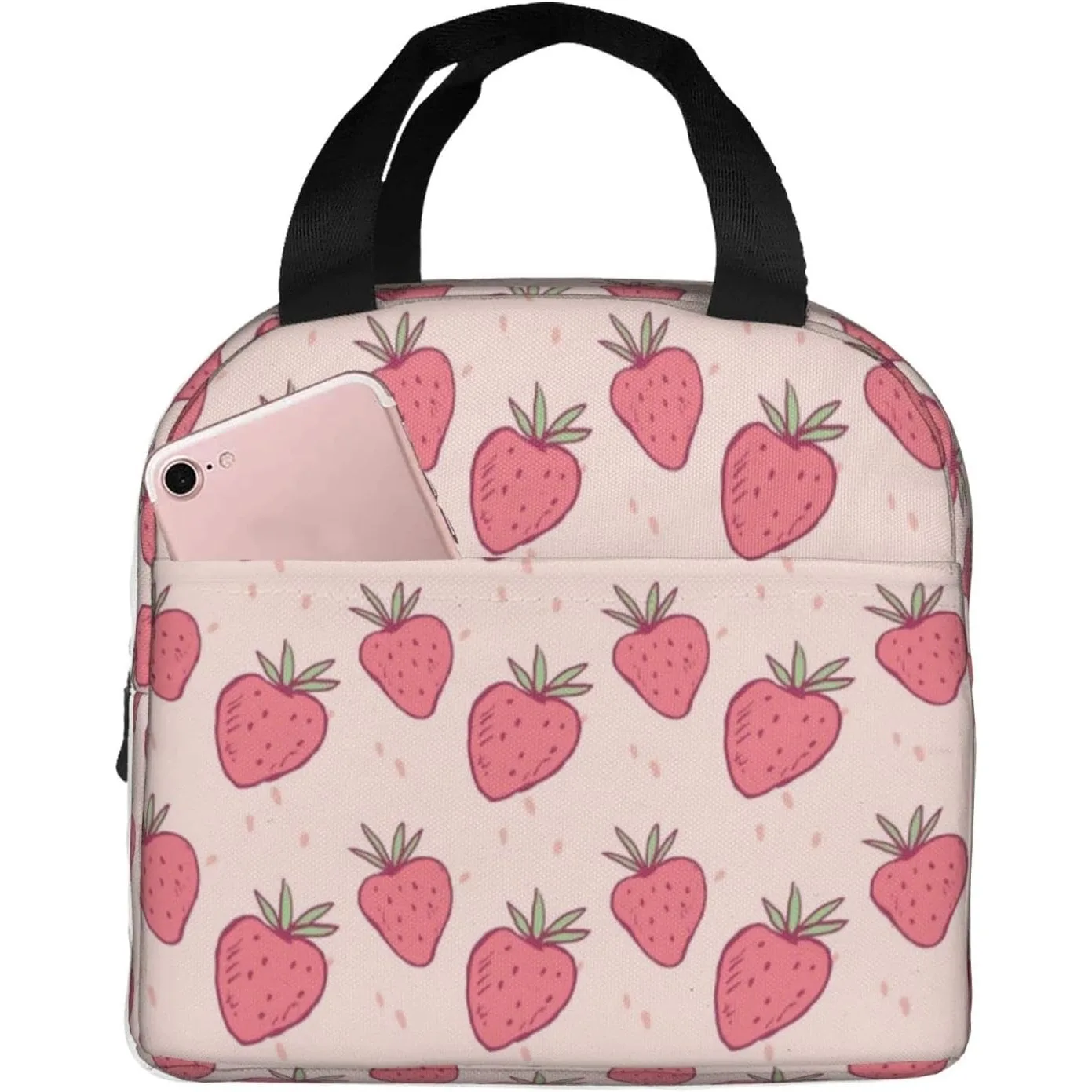 

Strawberry Reusable Insulated Lunch Bag For Women Men Waterproof Tote Lunch Box Thermal Cooler Lunch Tote Bag For Work