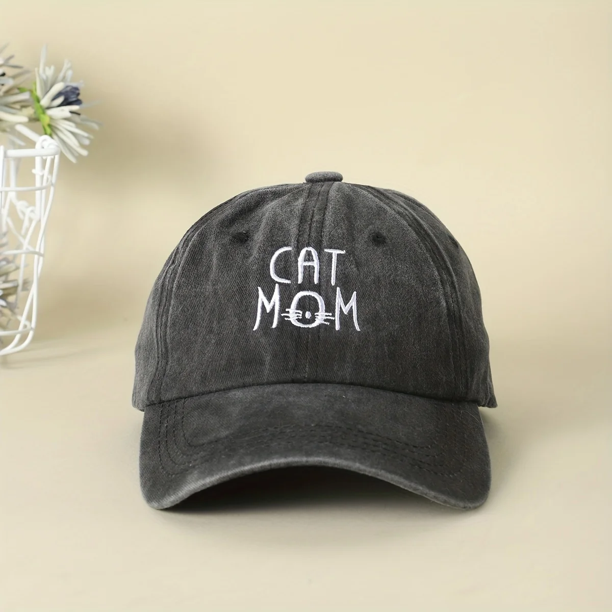 Katze Mutter Stickerei Baseball mütze gewaschen Distressed Sonnenhut schwarz leichte Sonnen hüte für Frauen