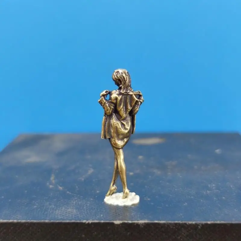 Retro Brass Beauty Female Doll Figurine Model Sexy Beauty Statue Creative Crafts Desktop Ornament Office Home Decoration Gift view 4