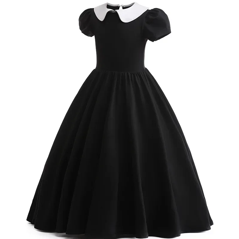 Girls Wednesday Addams Cosplay Costume Addams Black Dress Outfit Costumes Cosplay Party Full Set