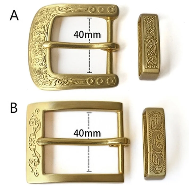 Deepeel 1Pc 40mm Pure Brass Copper Pin Buckle Belt Head Carved Men Women Buckles DIY Leather Crafts Accessory for 38-39mm Belts