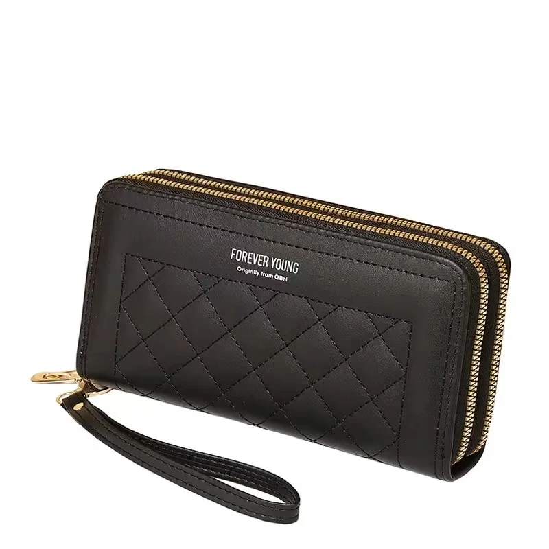 Sac de téléphone portable avec portefeuille à double fermeture éclair pour femme, grande capacité, porte-cartes, porte-monnaie