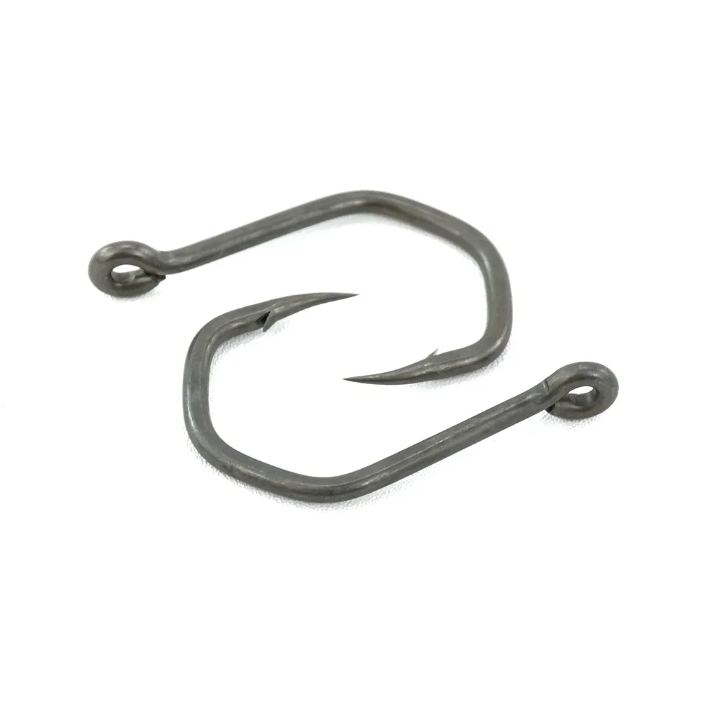 Hirisi 50pcs gancio per pesci spinato in acciaio inossidabile ad alto tenore di carbonio rivestito in PTFE con accessori per la pesca Eye 8021