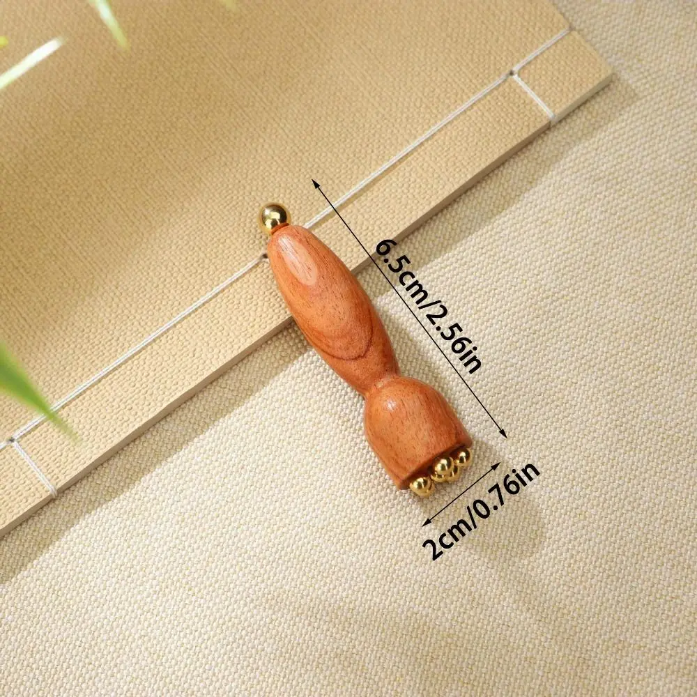 Durable Lotus Pod Eye Massager Roller Wooden 5 Teeth Eye Scraping Tendon Stick Mini Skin Care Tool for Relieve Facial Fatigue