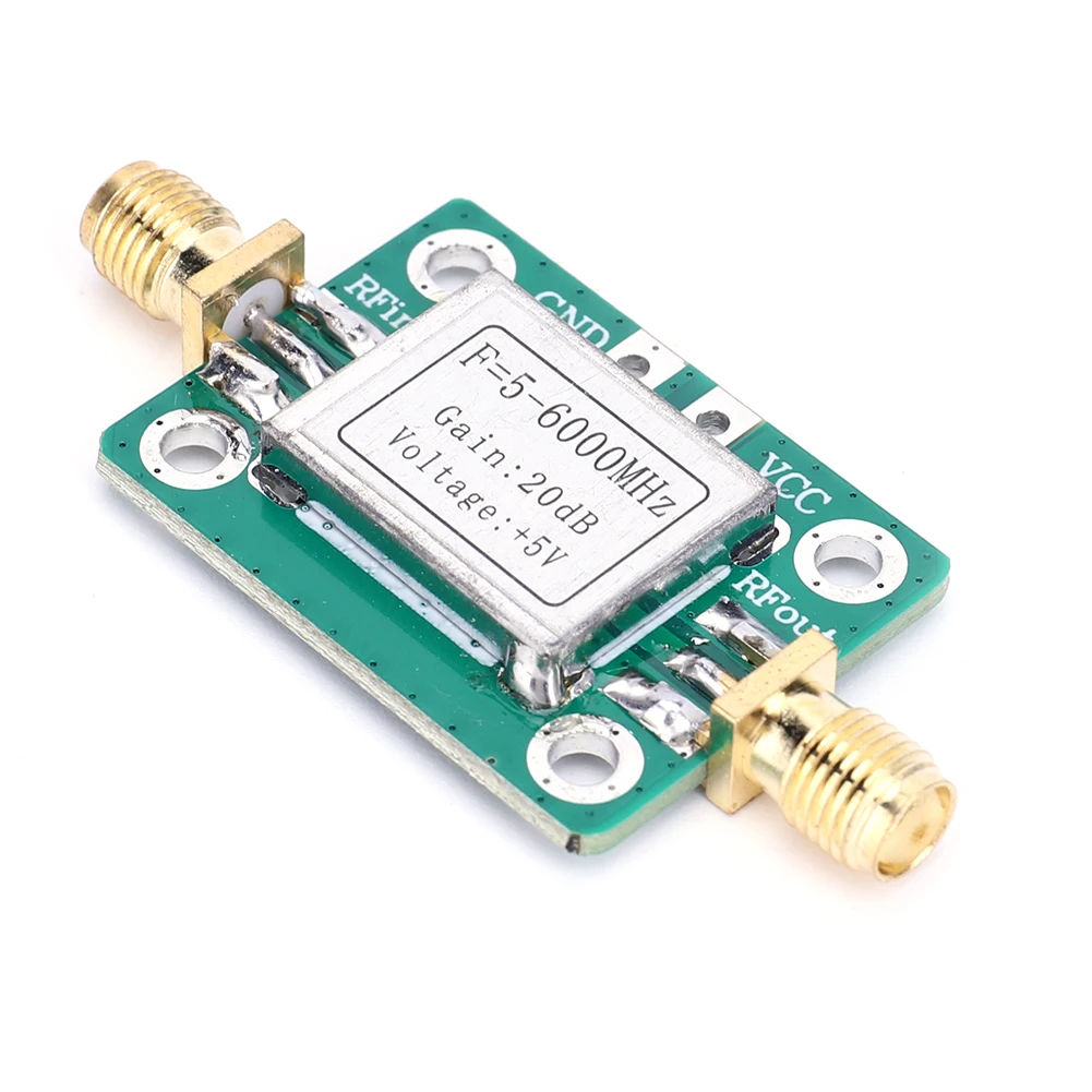 5-6000MHz RF Amplifier Module Gain 20dB Broadband RF Wideband Amplifier VFH UHF SHF Amplifier LNA Board with Shielding Shell