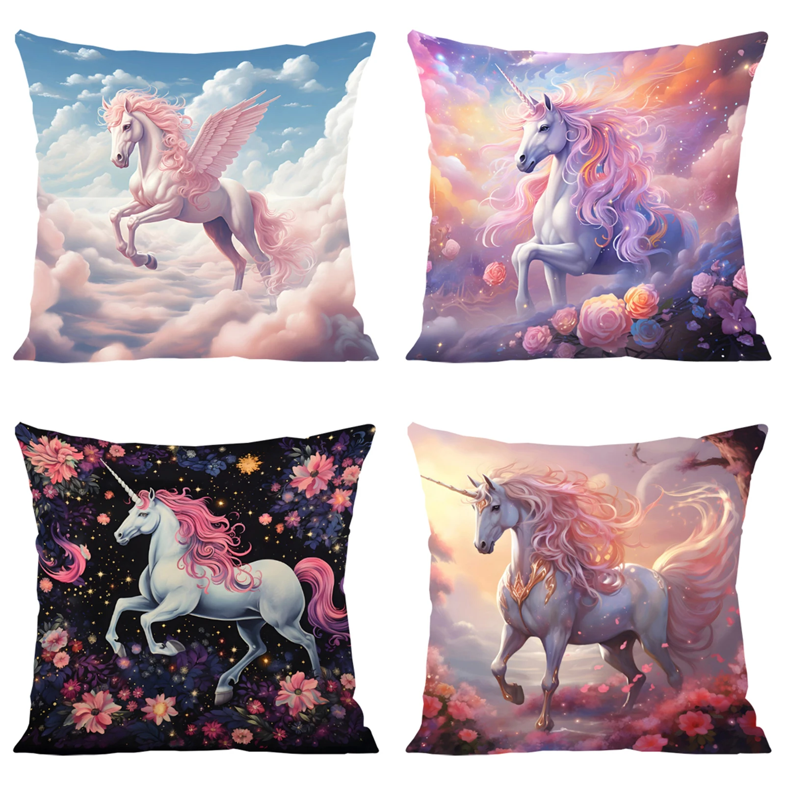 

Beautiful Unicorn Home Decoration Cushion Cover 50x50 Pillowcases for Pillows 45x45 Cushions Cover for Living Room Cushions Bed