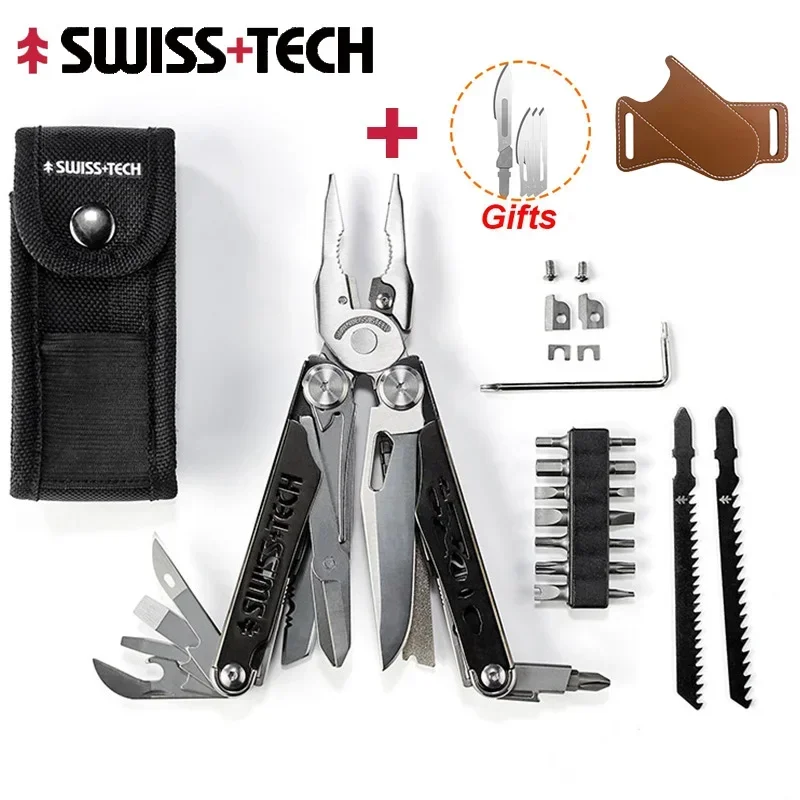 SWISS TECH 37 In 1 Multitool Tangen Vouwbaar Multitool Zakmes EDC Outdoor Camping Survival Gereedschap Met Vervangbare Messen