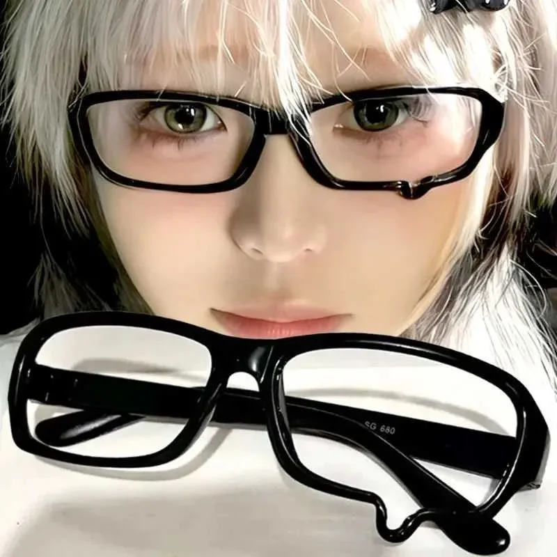 2026 Anime Crying Dripping Tears Glasses for Women Men Unisex Black Eyeglass Frame Retro Kawaii Halloween Cosplay Accessories