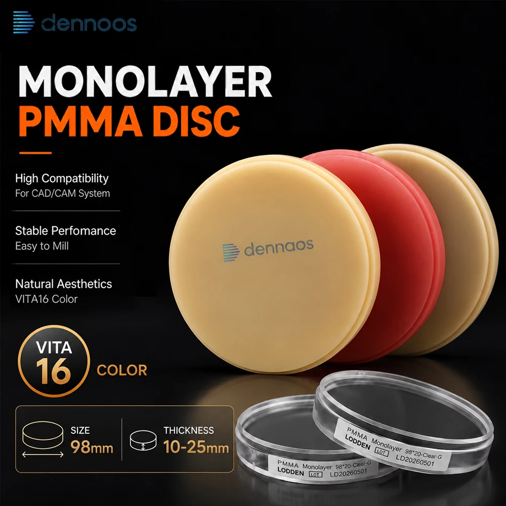 LODDEN Dental Monolayer PMMA Disc For Dental Lab 98mm VITA 16 Color Dental Crowns Bridges Model Material CAD/CAM Resin Disc