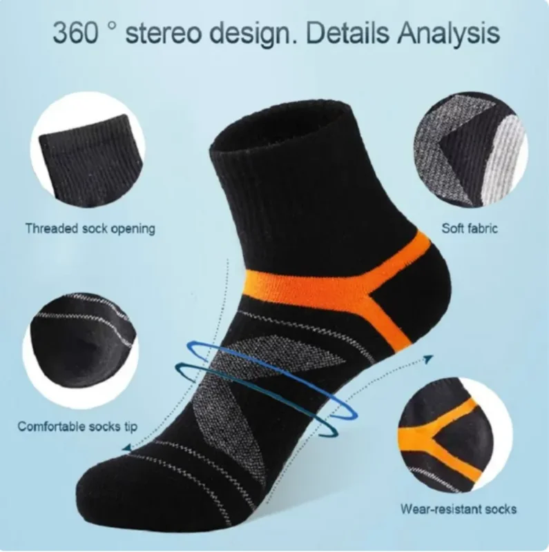 3 Pairs High Quality Men Cotton Socks Black Sports Socks Casual Soft Running Summer Absorb Sweat Breathable Male Sock Sokken