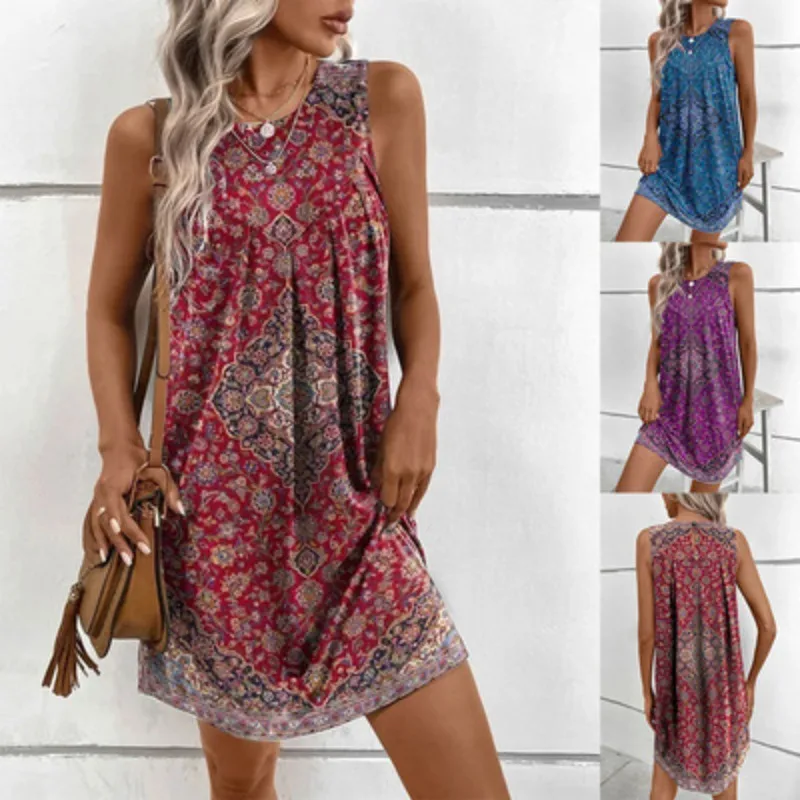 

Sleeveless print ethnic fashion dress