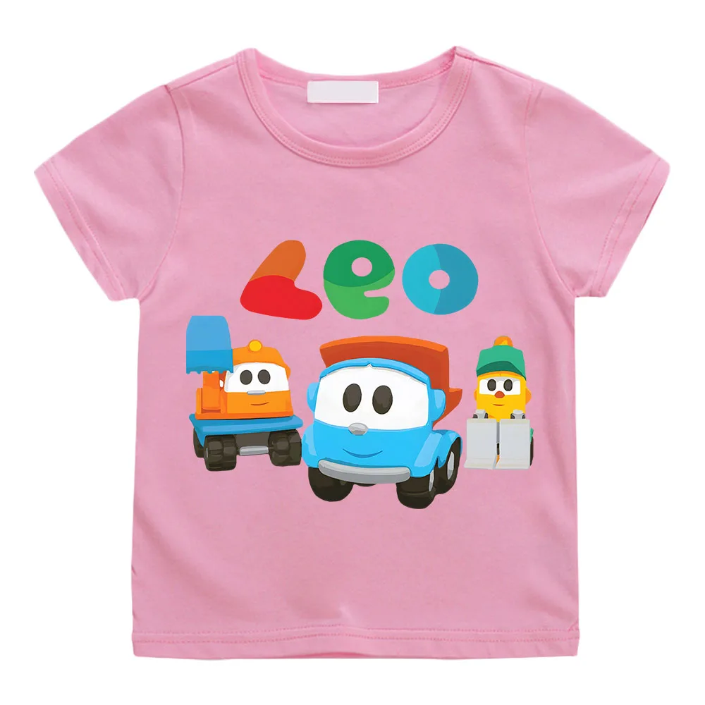 Camiseta de dibujos animados de Leo The Truck para niños, Camisetas de verano para niñas, ropa para bebés, Camisetas divertidas para niños, Camisetas de manga corta