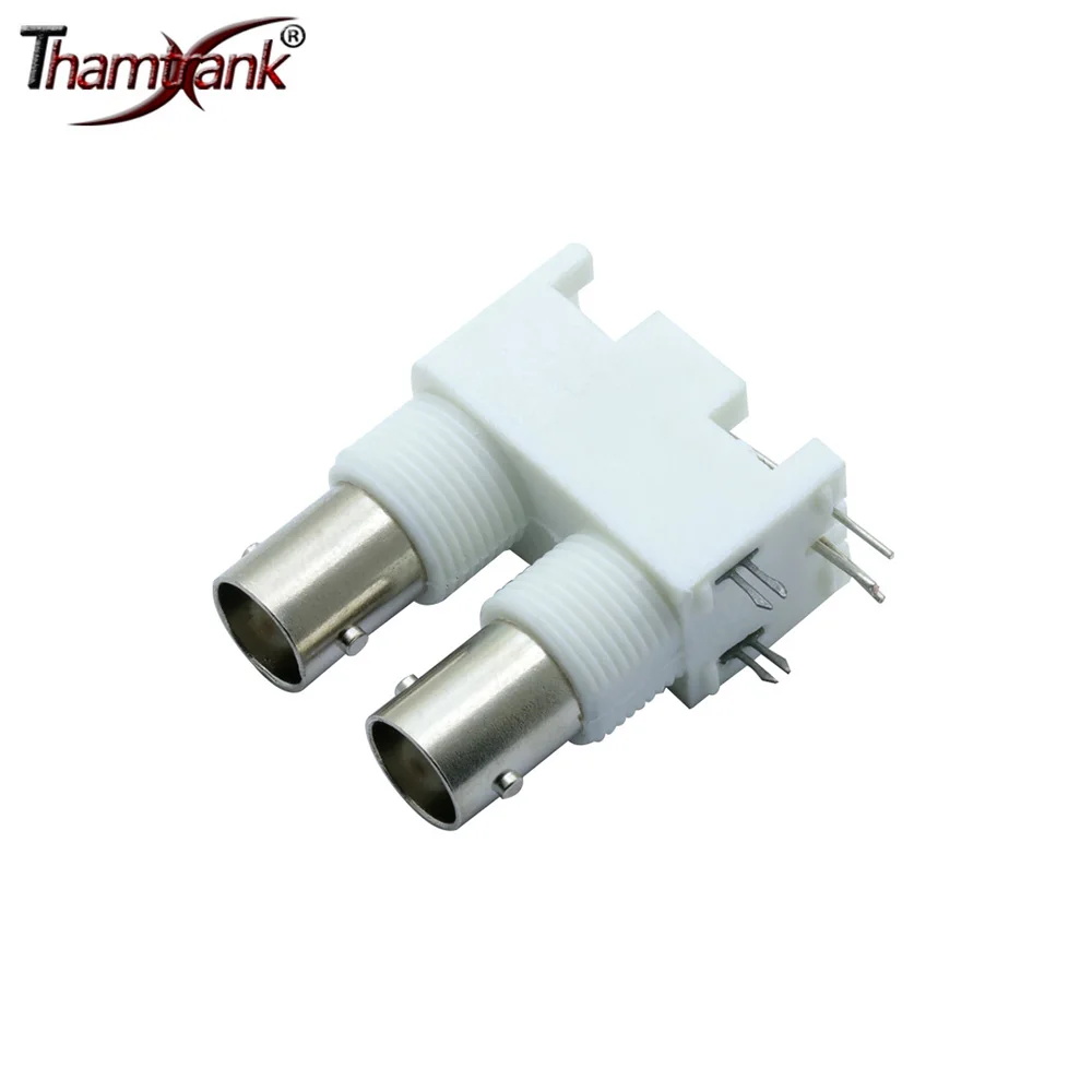 1pc BNC Double Female Right Angle Panel Mount Connector PC Board PCB Mount BNC Female Socket Connector Adapter for CCTV Camera