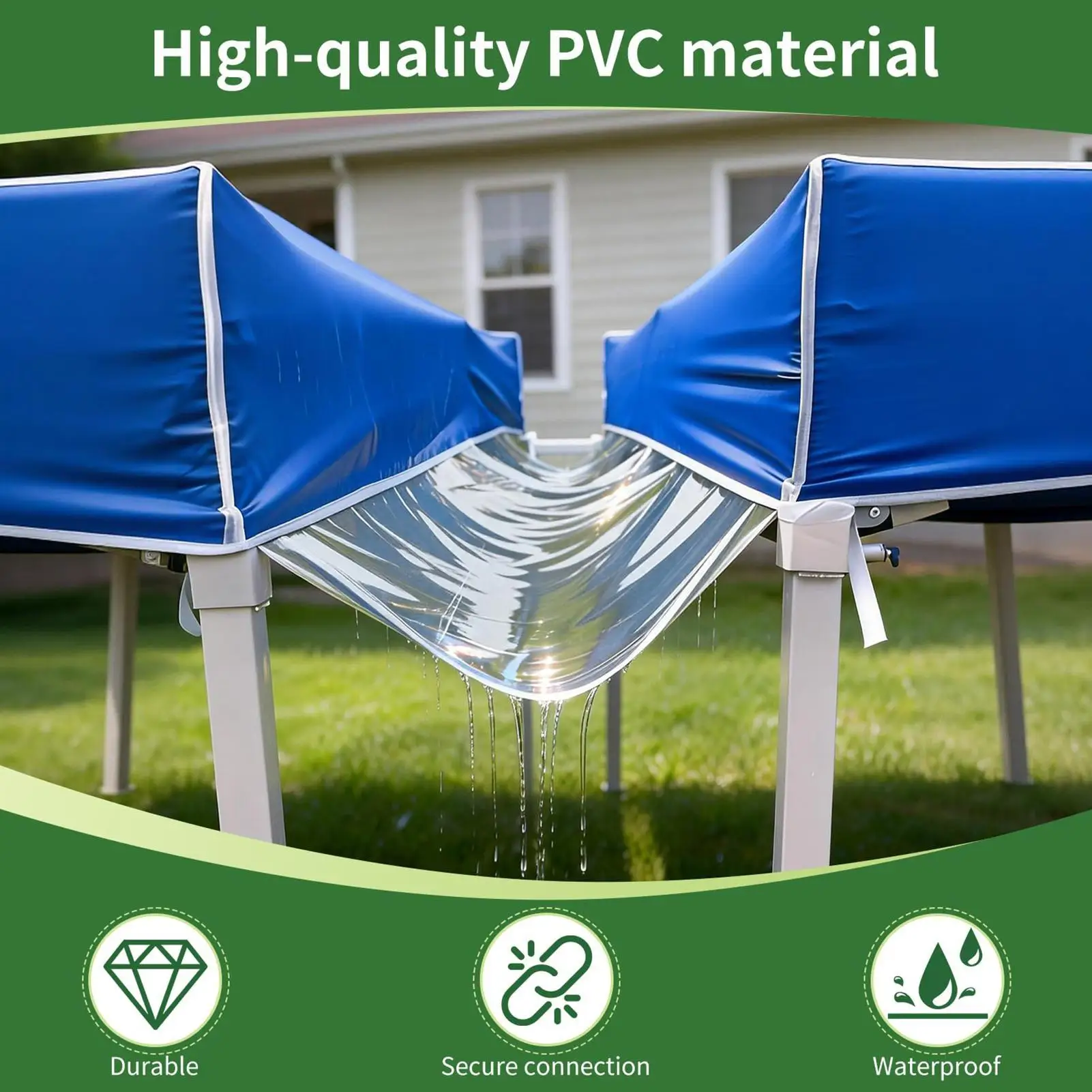 Rain Gutter for Canopy Tent Detachable Transparent Instant Canopy Accessory Tent Connection Keep Dry Awning Replacement Part