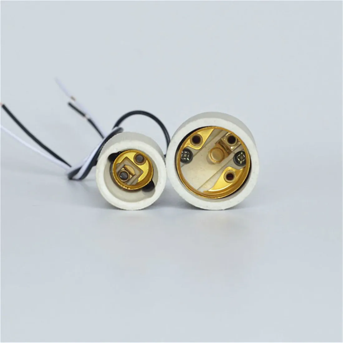 2/5/10/20 قطعة حزمة E14 E27 السيراميك المسمار مقبس الإضاءة ، E12 E26 الخزف المصباح الكهربي حامل مع سلك لمبة الهالوجين المتوهجة #6