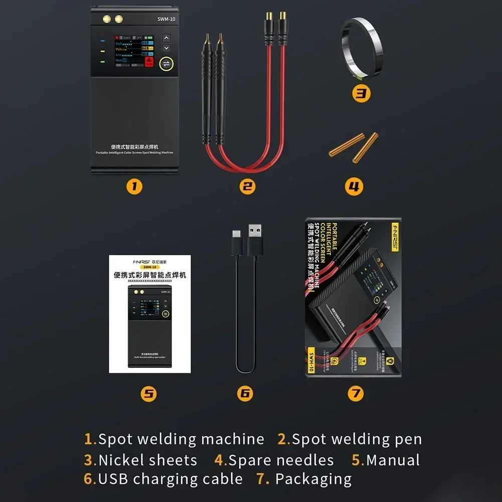 SWM-10 2in1 Portable Intelligent Color Screen Spot Welding Machine Lithium Battery Nickel Chip Welding Head Household Tools