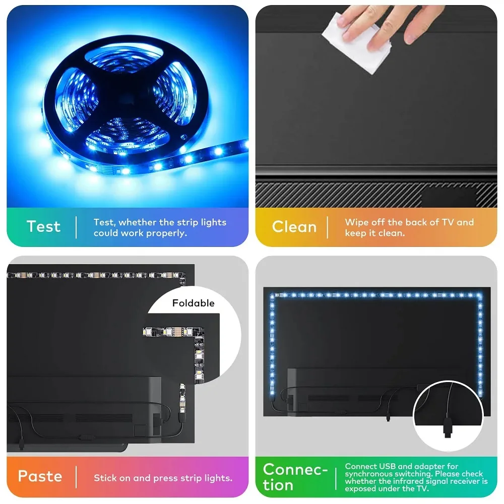 24Keys Led z Bluetooth diody na wstążce RGB 5050 DC5V taśma USB z pilotem zmienia kolor lampka na dekoracja sypialni bożonarodzeniowe