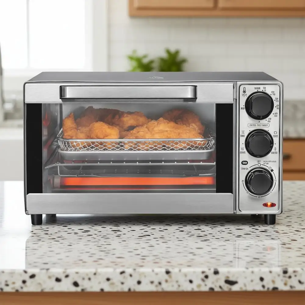 

Мультипечь-тостер с функцией аэрофритюрницы, вместимость для 9 пицц, 4 тоста, мощная циркуляция воздуха, автоматическое отключение, нержавеющая сталь