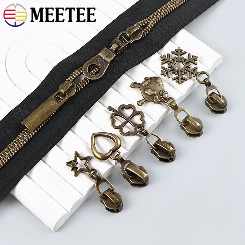 

2/5M 5# Nylon Zippers with Bronze Zipper Sliders Jacket Bags Plastic Coil Closure Zip Garment Zips Repair Kit DIY Accessories